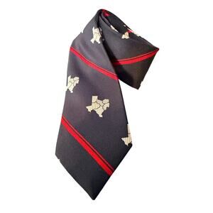 Pierre Cardin Tie Navy Red Stripe Texas Novelty Silk Necktie USA